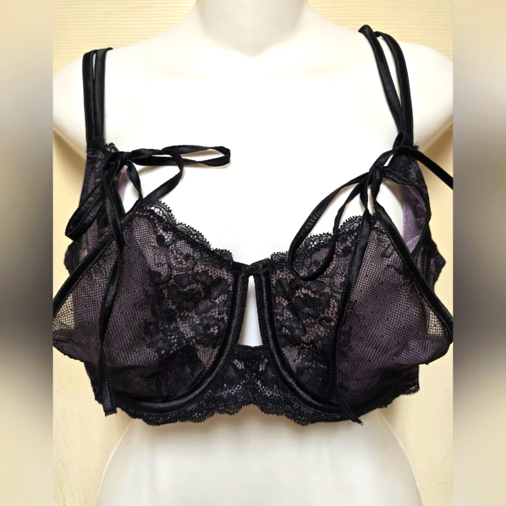 CACIQUE LACE  BLACK  SEXY TIE CUP UNDERWIRE BRA  CACIQUE Size 40DD